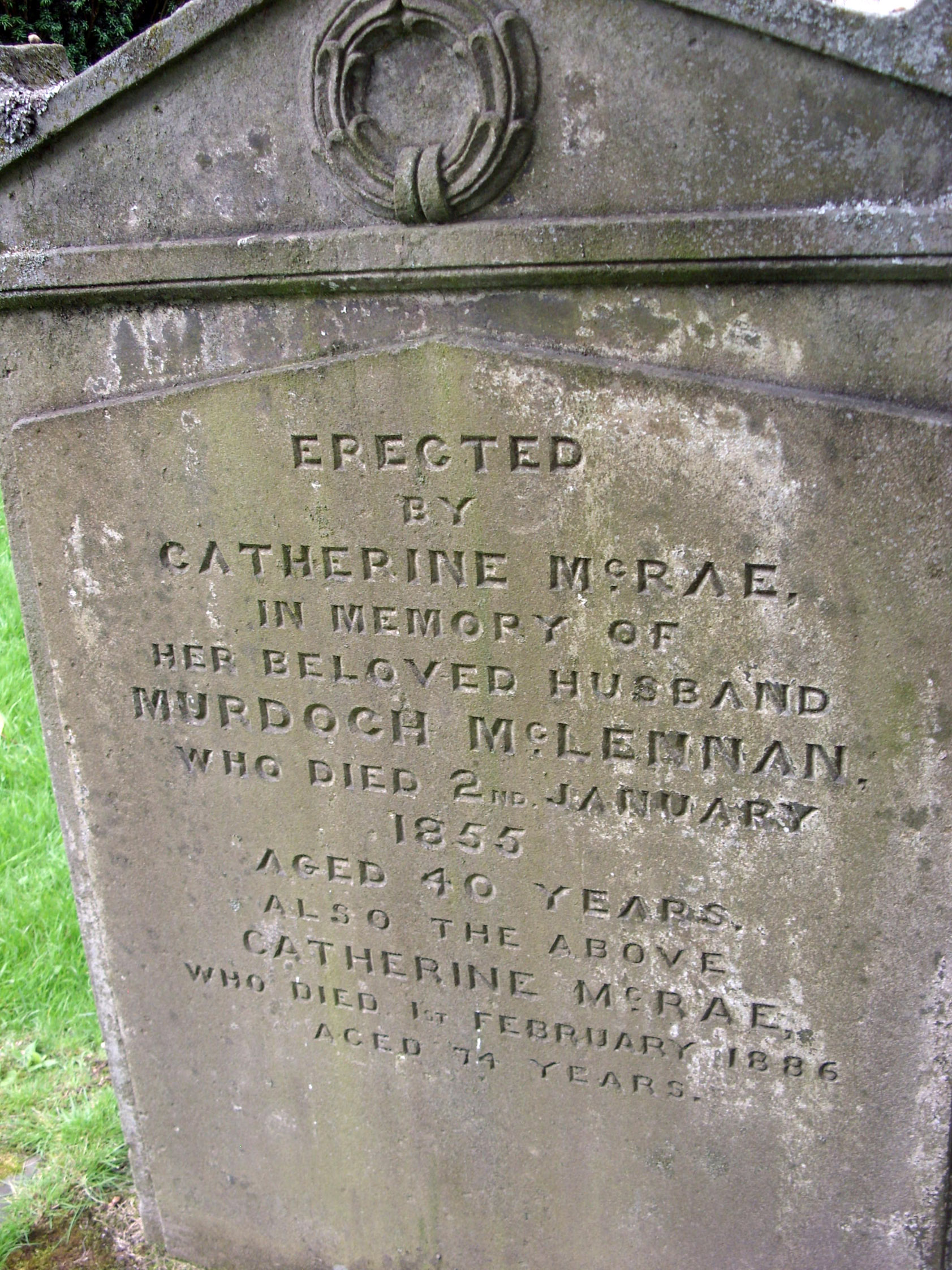 Photo of headstones/Murdoch McLennan died 1855 MI Chapel Yard, Inverness